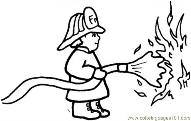 650x412 Fireman Outs Out The Fire Coloring Page