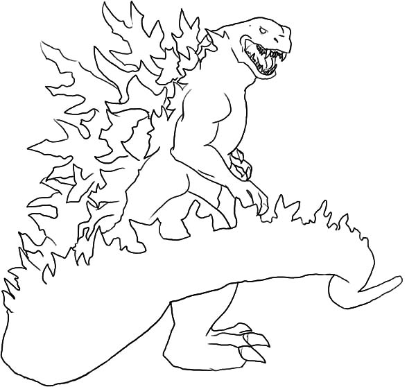 600x558 Godzilla Set On Fire Coloring Pages Color Luna