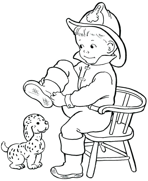 600x734 Firefighter Coloring Page For Kids Fireman Coloring Page Fireman