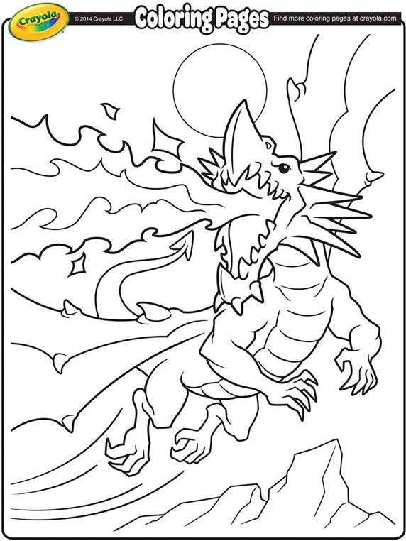 572x762 Fire Breathing Dragon On Coloring Pages