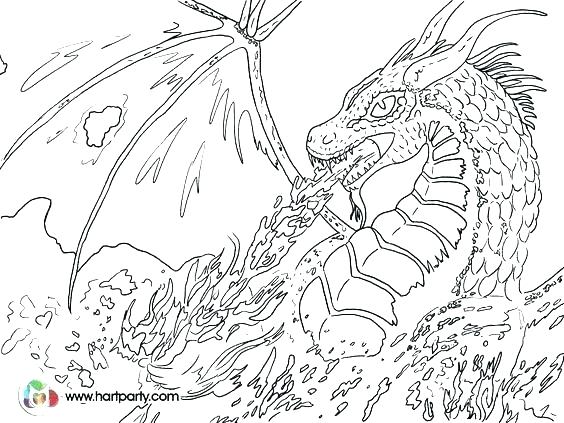 564x423 Fire Breathing Dragon Coloring Pages