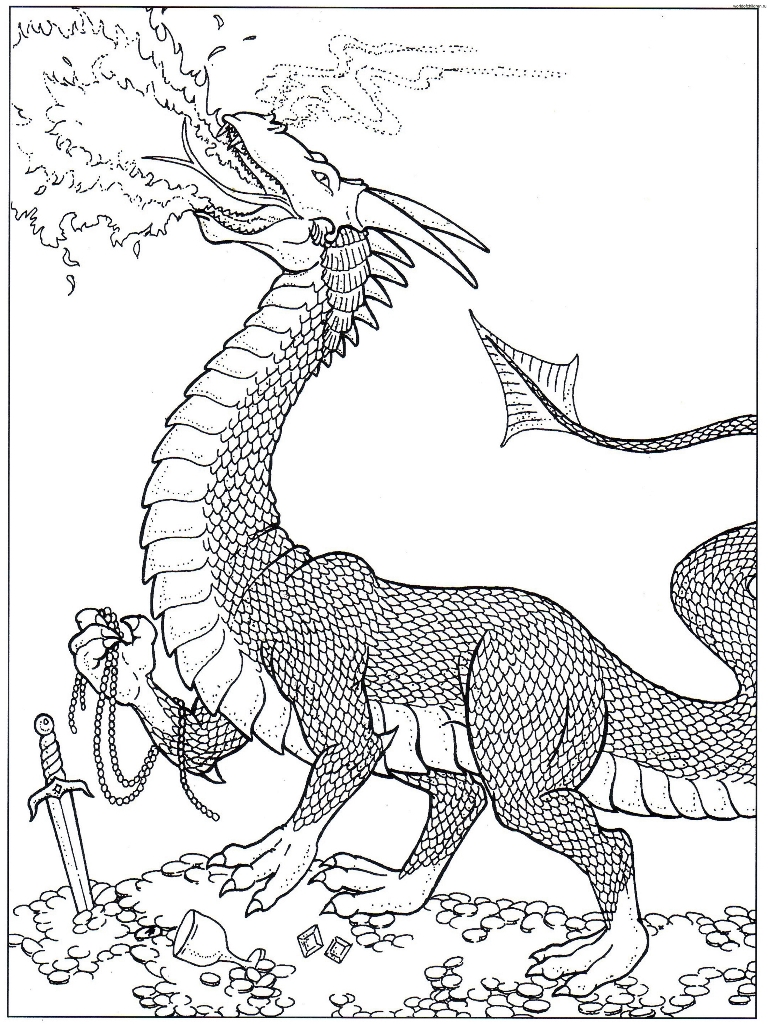 768x1024 Free Blowing Fire Dragon Coloring Pages