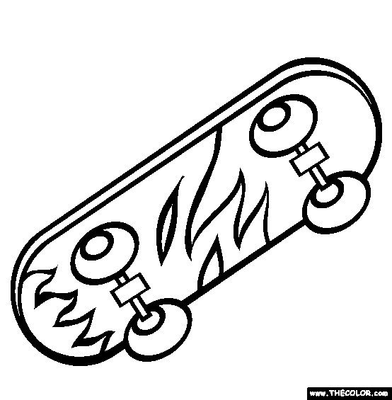 554x565 Skate Board Fire Flames Hot Ride Thats Awsome Coloring Sheets
