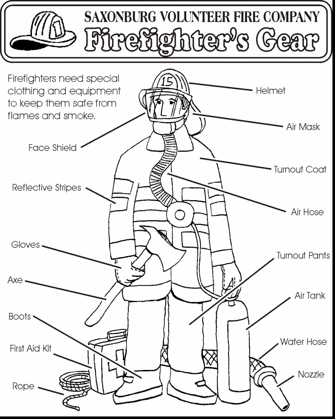 1317x1645 Brilliant Firefighter Equipment Coloring Pages With Fire Safety