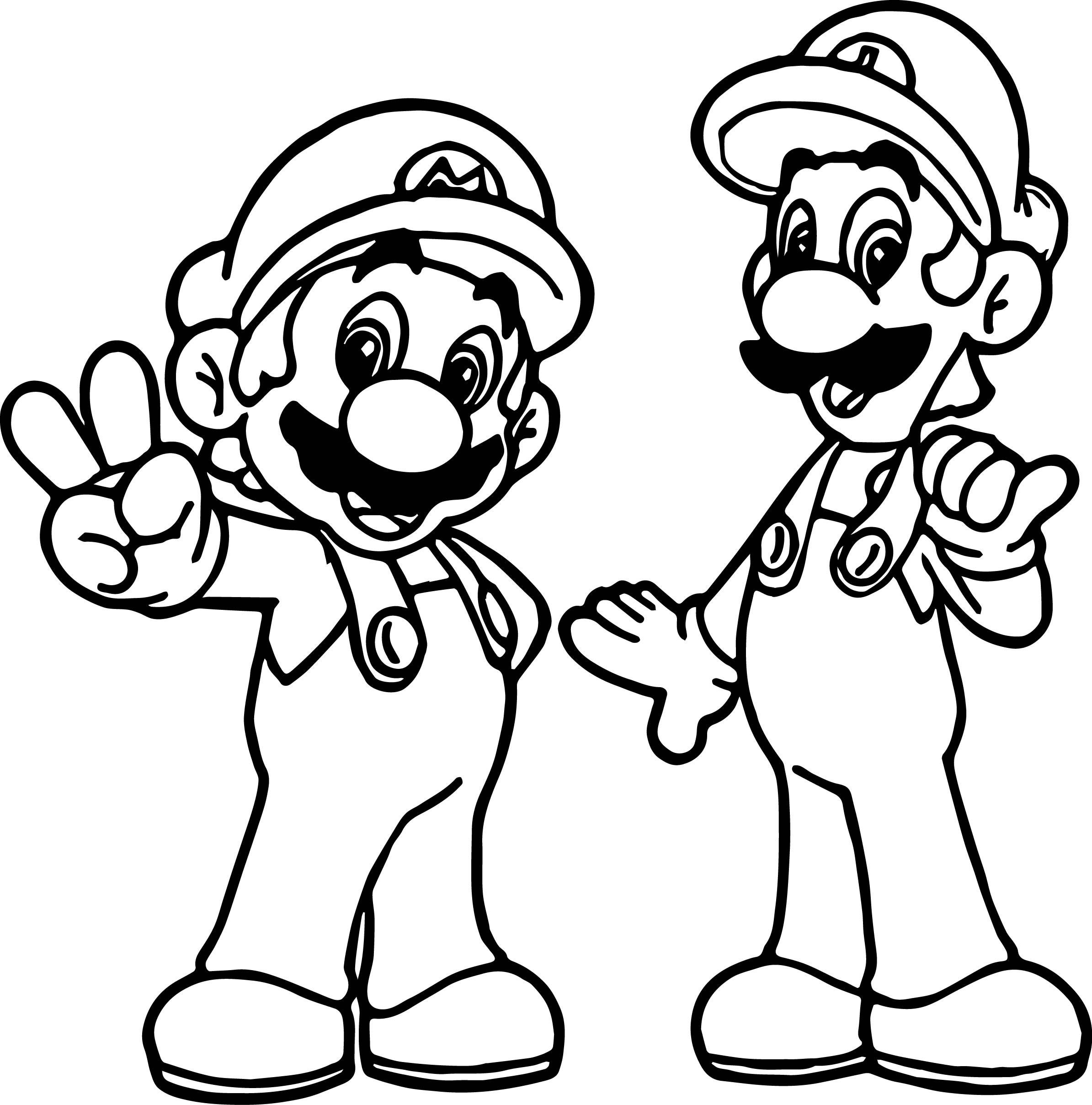 2389x2417 Mario And Luigi Coloring Pages For Kids Beautiful Mario Coloring