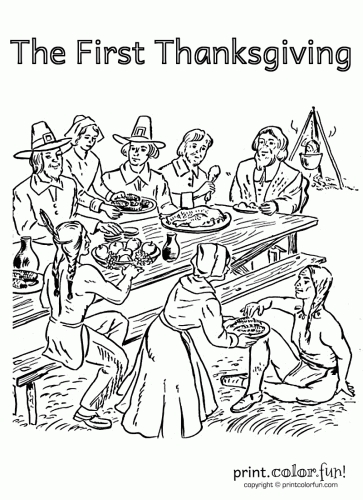 363x500 The First Thanksgiving Coloring Pages First Thanksgiving Coloring