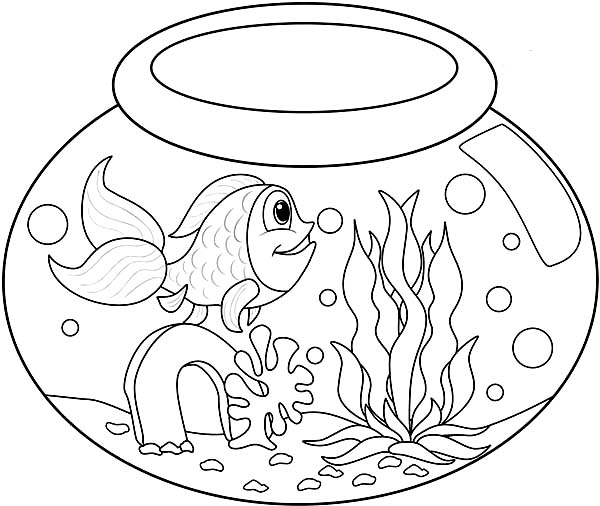 600x506 Fish Bowl Coloring Page