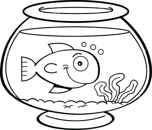 585x500 Fish Bowl Coloring Page School Of Fish Outside Fish Bowl Coloring