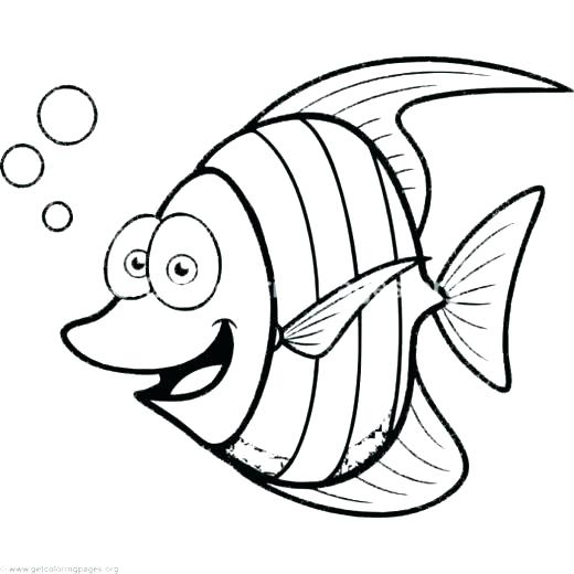 520x520 Cartoon Fish Coloring Pages Goldfish Bowl Colouring Page Kids