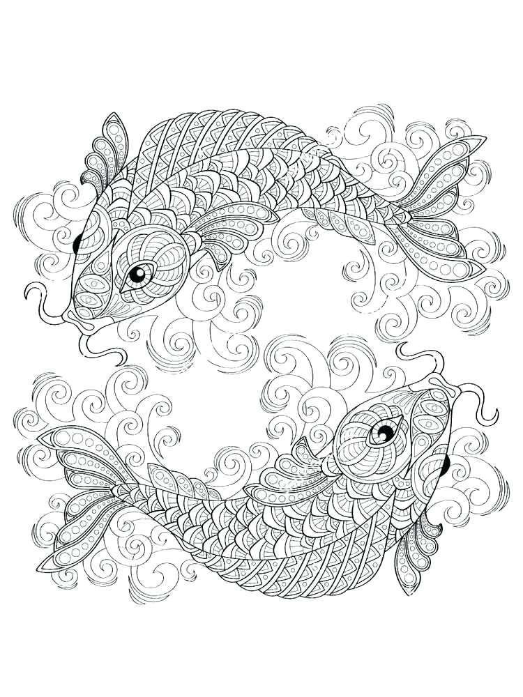 750x1000 Koi Fish Coloring Pages Fish Coloring Pages Adult Koi Fish