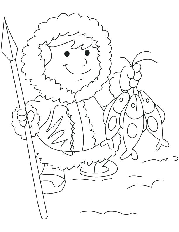 612x792 Eskimo Coloring Page Coloring Page An With Fish Coloring Page Boy