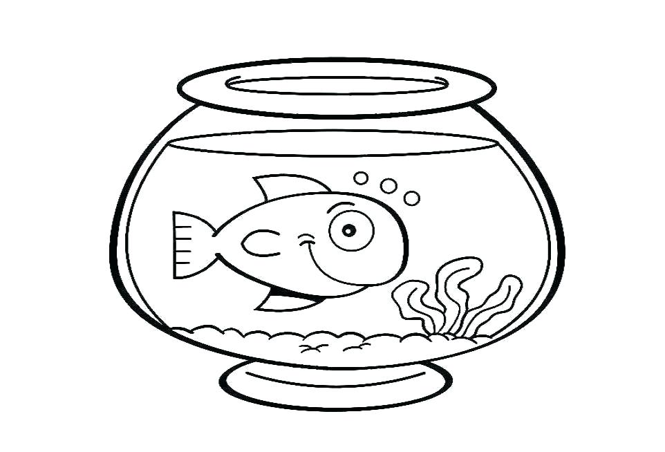 962x654 Fish Bowl Coloring Page
