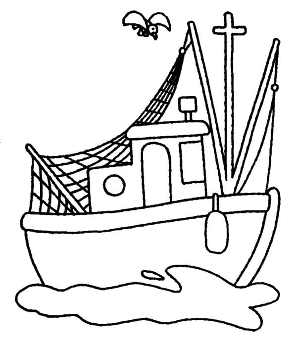 600x697 Fishing Boat, Traditional Fishing Boat Coloring Pages For Use