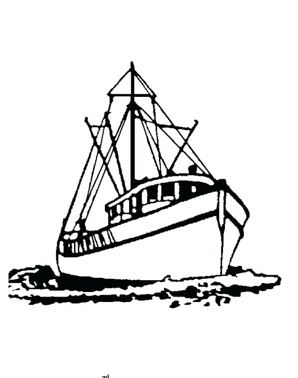 600x761 Fishing Boat Coloring Pages Boat Coloring Page Big Sail Boat