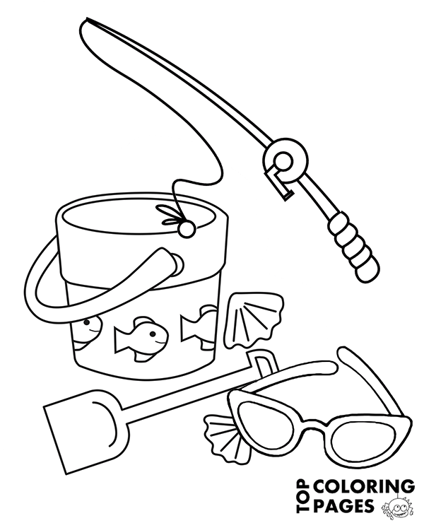 600x740 Fishing Rod Sunglasses Coloring Page To Print Or Download For Free