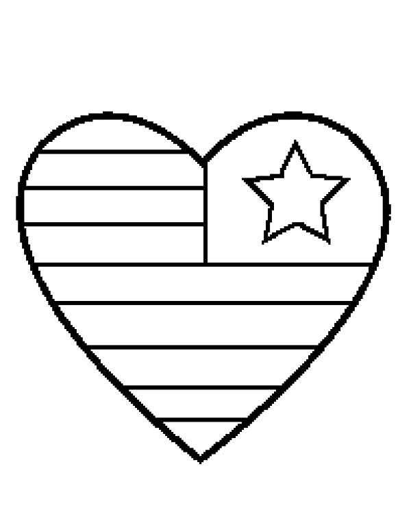600x776 Heart Flag Day Coloring Pages