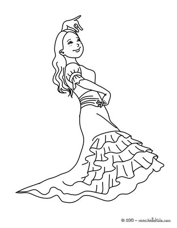 364x470 Flamenco Girl Costume Coloring Pages