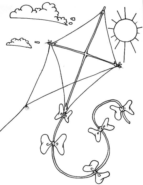 600x776 Flying Kite Coloring Page