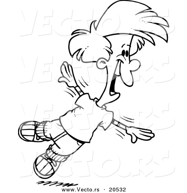 600x620 Vector Of A Cartoon Boy Flapping His Arms And Flying