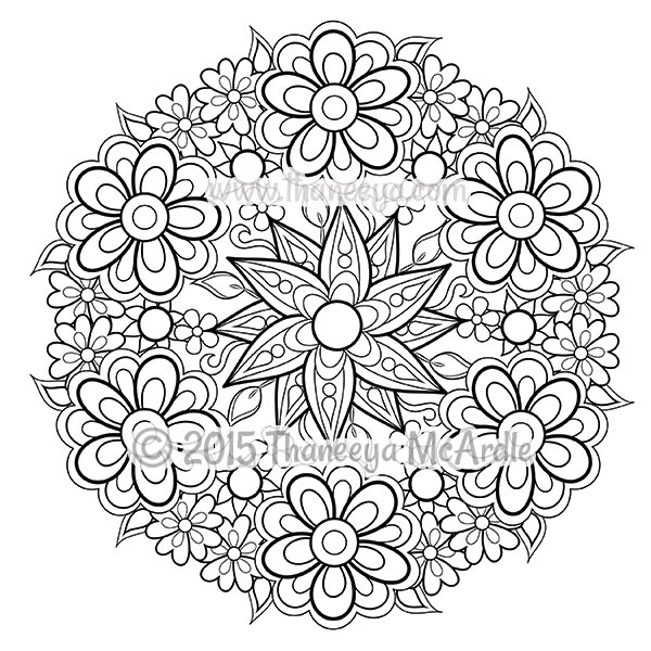 600x600 Flower Mandalas Coloring Book