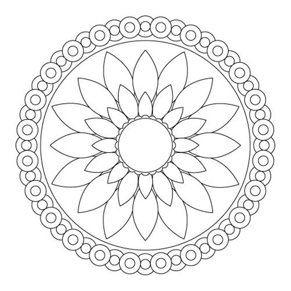 945x945 Mandala Coloring Pages Kids Download Simple Flower Mandala