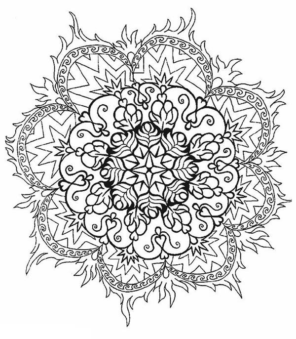 600x686 Floral Mandala Coloring Page Blank