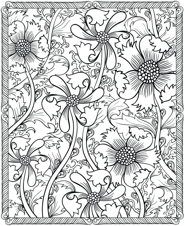 650x791 Floral Pattern Coloring Pages