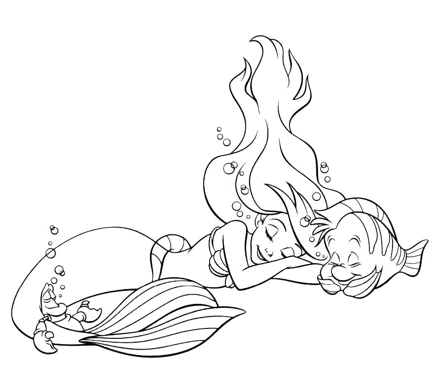 878x790 The Little Mermaid Coloring Pages Ariel And Flounder Free Littl