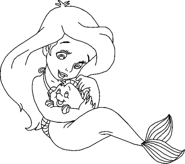 619x548 The Little Mermaid Coloring Pages Ariel Coloring Pages The Little