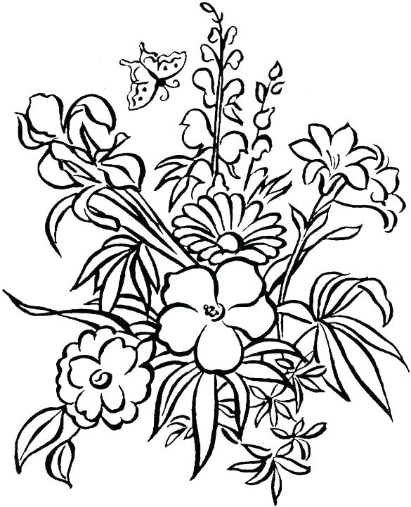585x720 Free Printable Flower Coloring Pages For Adults