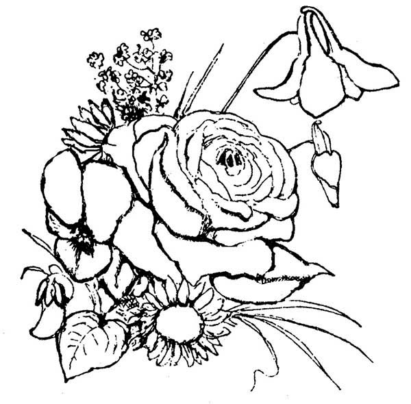 600x590 Flower Arrangement Coloring Page