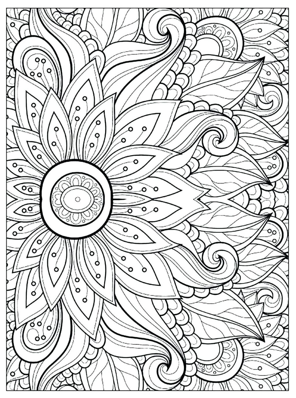 1024x1375 Coloring Page Coloring Page Flower Adult Pages Parts Coloring