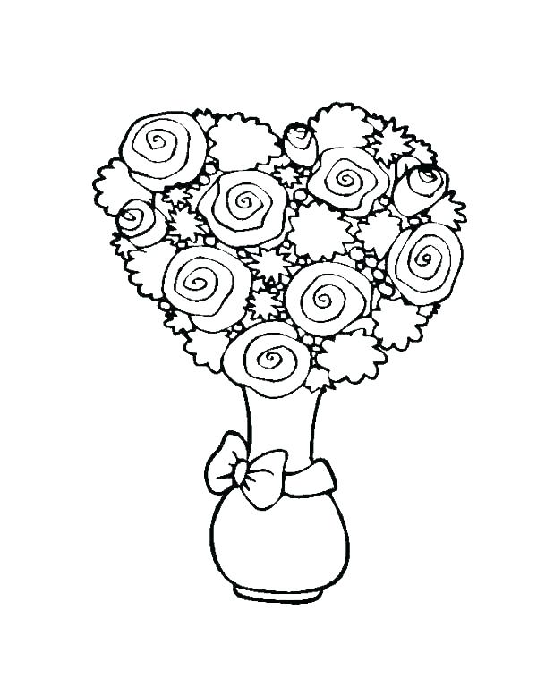 600x777 Free Flower Bouquet Coloring Pages Page Of Flowers And Hearts S