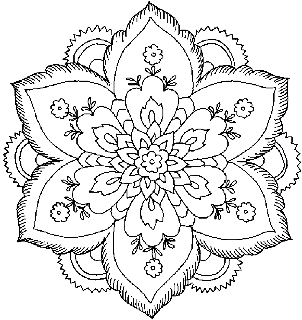 1000x1060 Detailed Flower Coloring Pages
