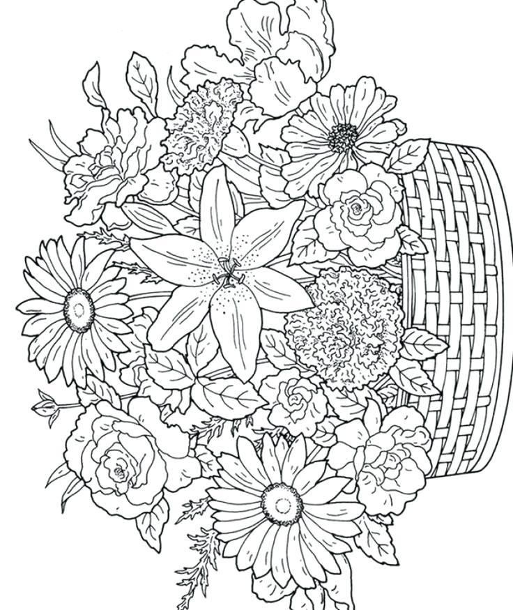 736x875 Flower Coloring Pages Printable For Adults