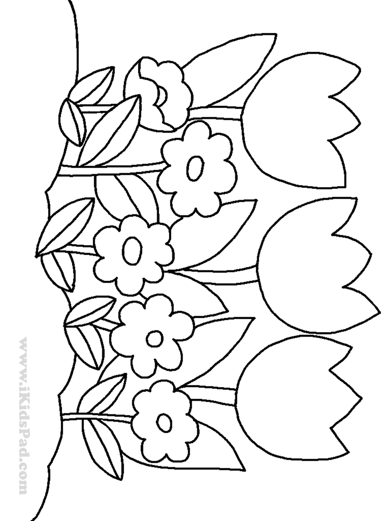 768x1024 Row Of Tulip Flowers Coloring Pages For Kids Coloring Pages