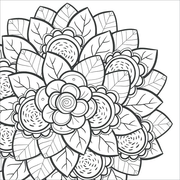 600x600 Flower Coloring Pages For Adults With Coloring Pages For Teens