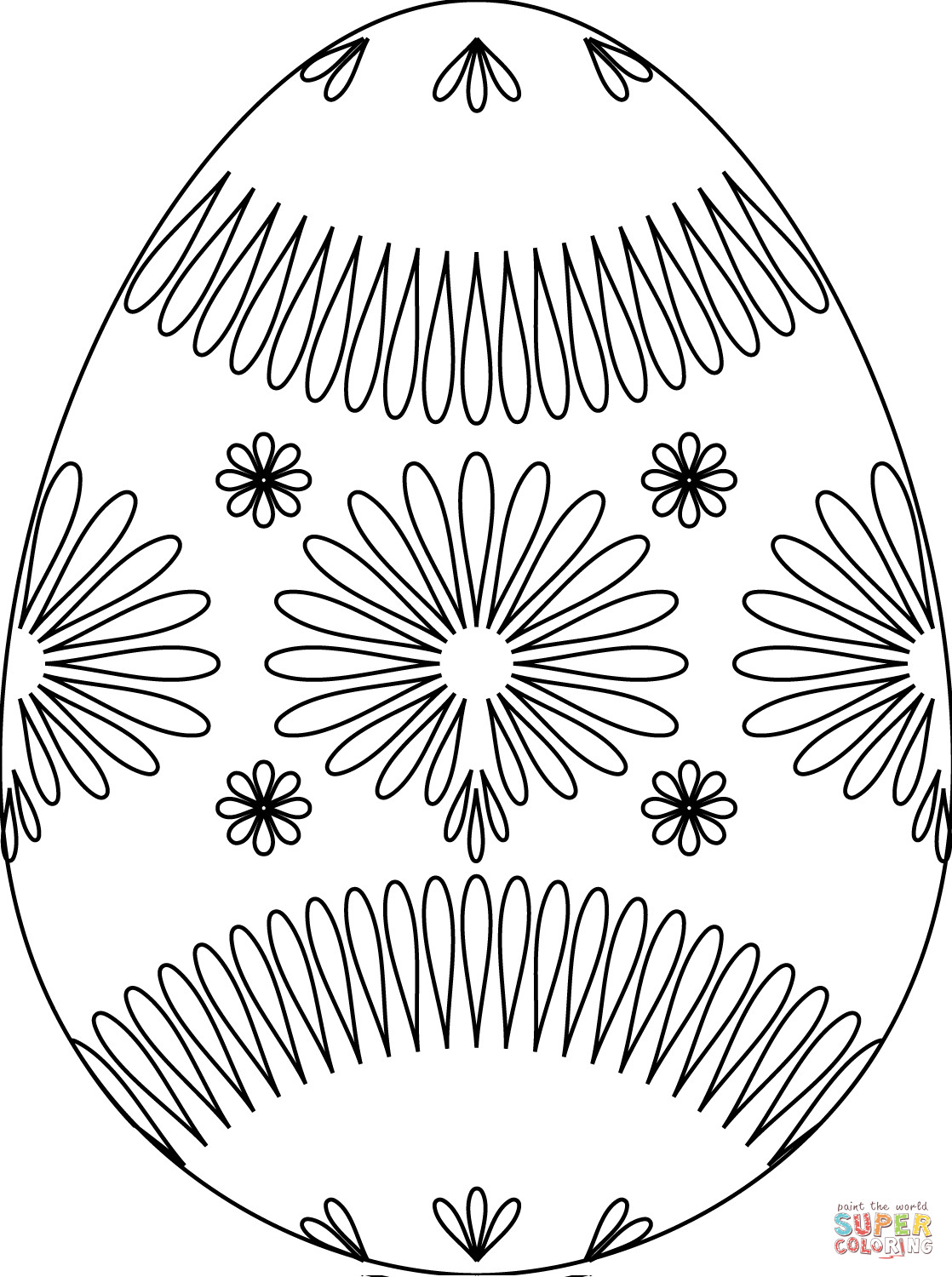 1118x1500 Easter Egg With Flower Pattern Coloring Page Free Printable