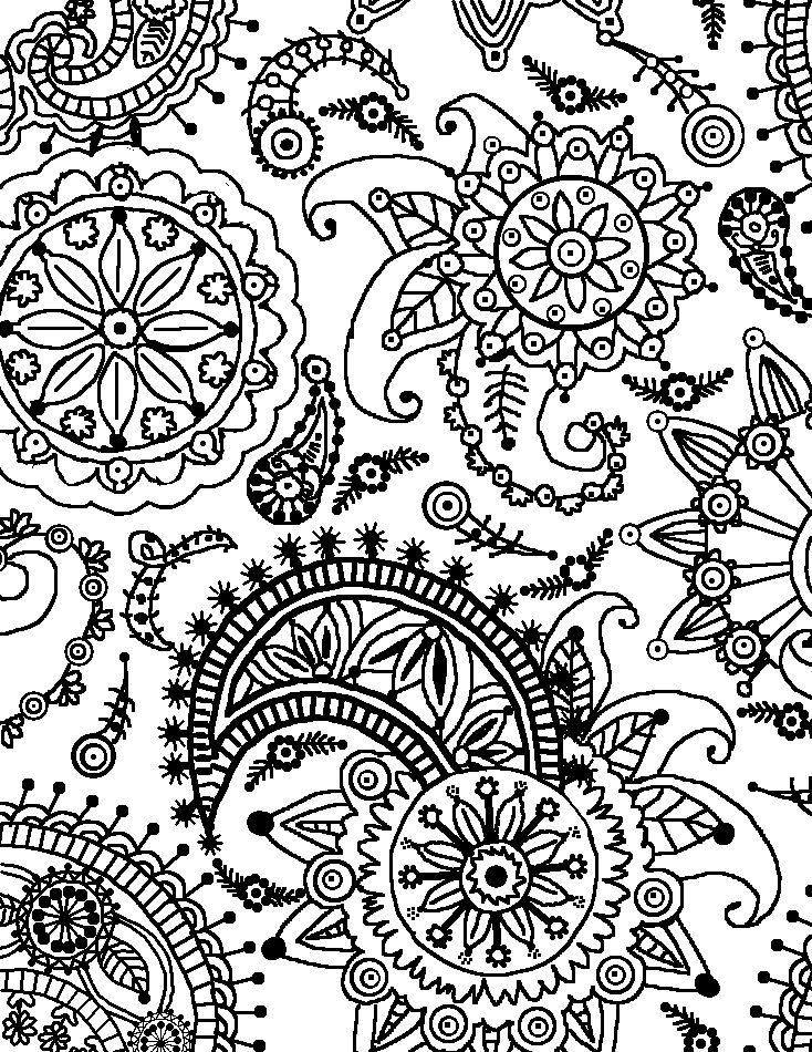 734x950 Flower Pattern Coloring Pages Coloring Page For Kids Kids Coloring