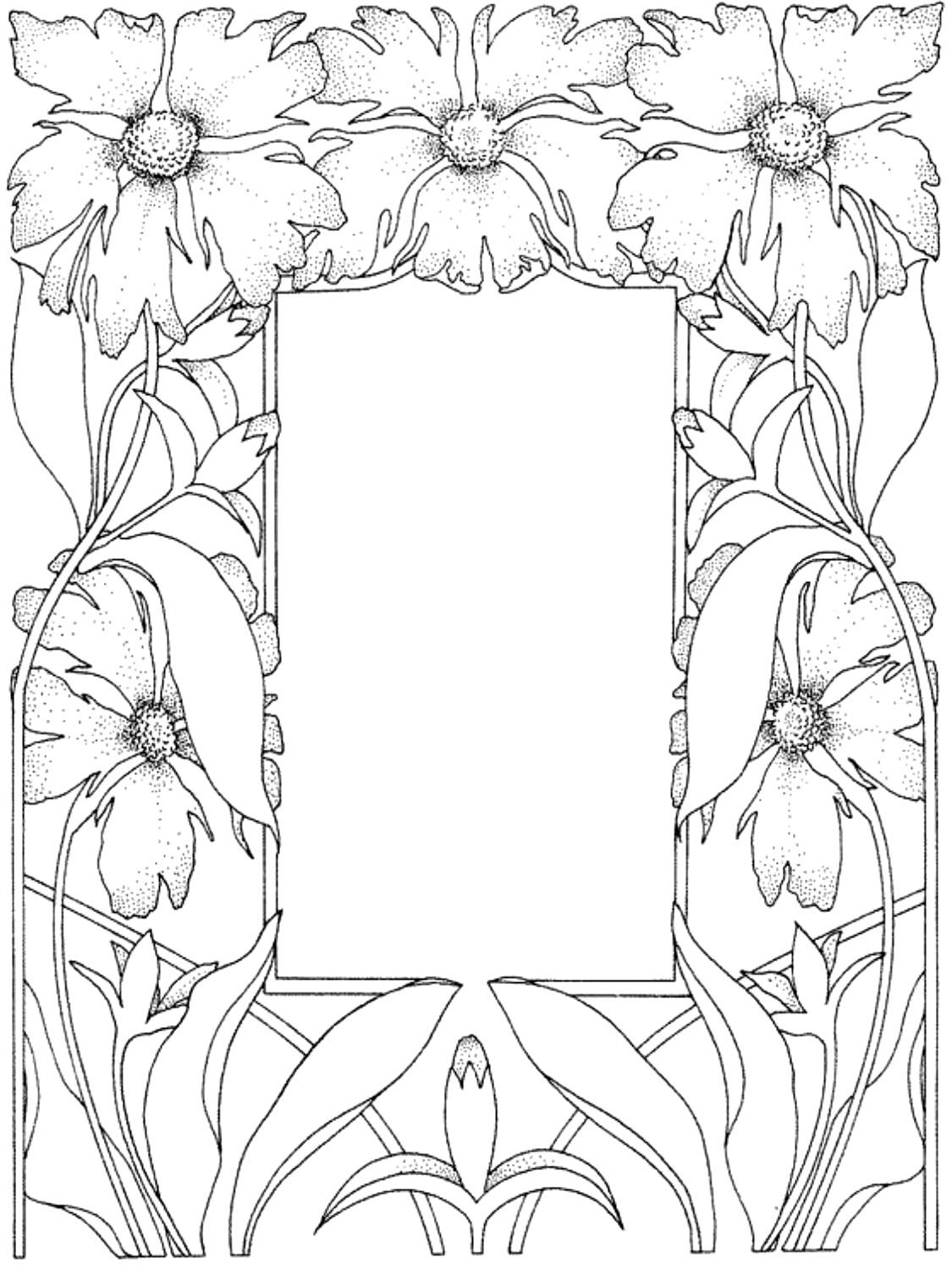 1125x1500 Free Coloring Page Coloring Adult Flowered Framework Flowered