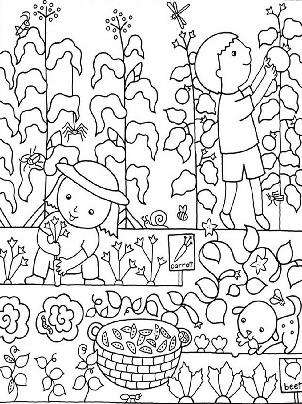 981x1312 Fancy Flower Garden Coloring Page For Free Pages Of Gardens