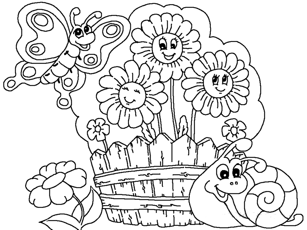 1024x768 Gardens Coloring Pages Coloringpagesonly For Flower Garden