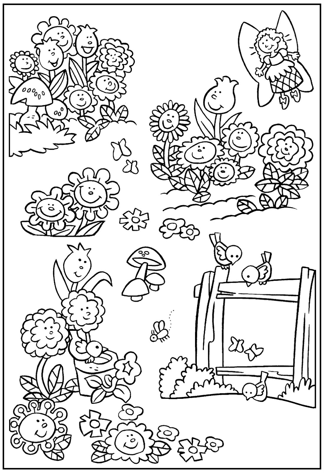 1098x1600 Simple Garden Coloring Pages