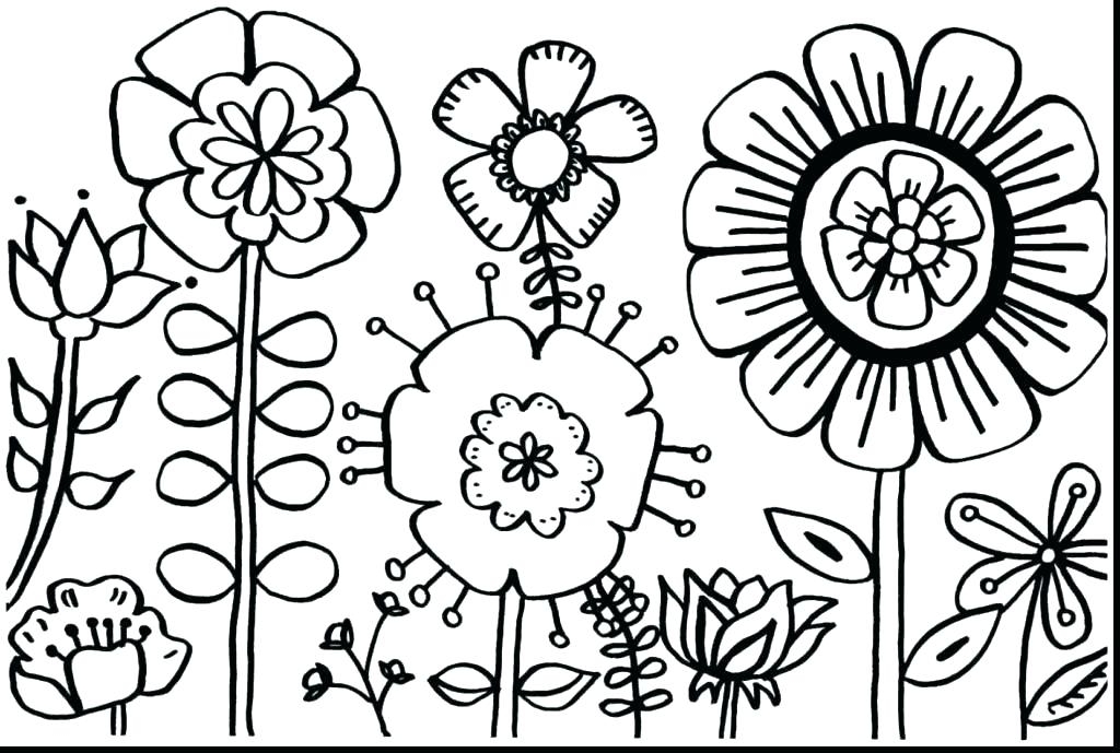 1024x689 Bunnies In The Flower Garden Coloring Page Flower Garden Coloring