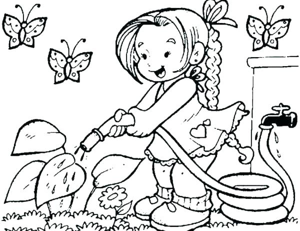 600x461 Garden Coloring Page Coloring Pages Of Little Girls Garden