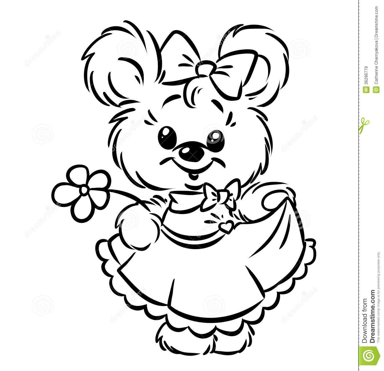 1345x1300 Royalty Free Stock Images Bear Girl Flower Coloring Pages Image