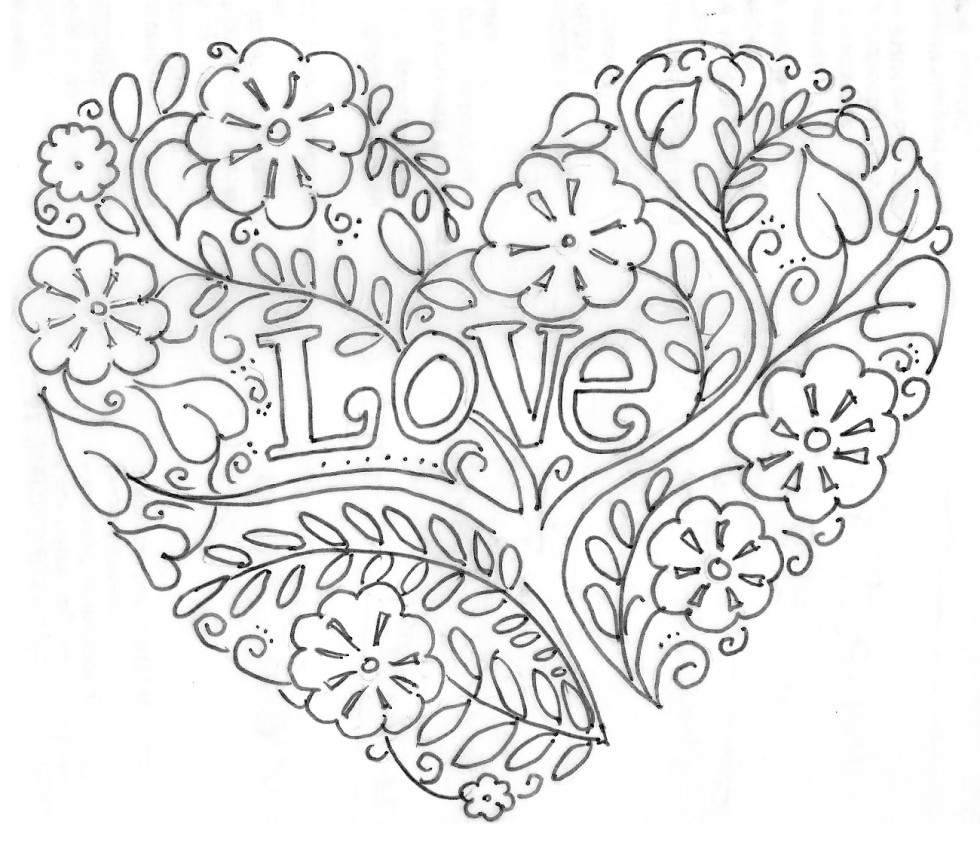 980x843 Flower Heart Coloring Pages Tixac