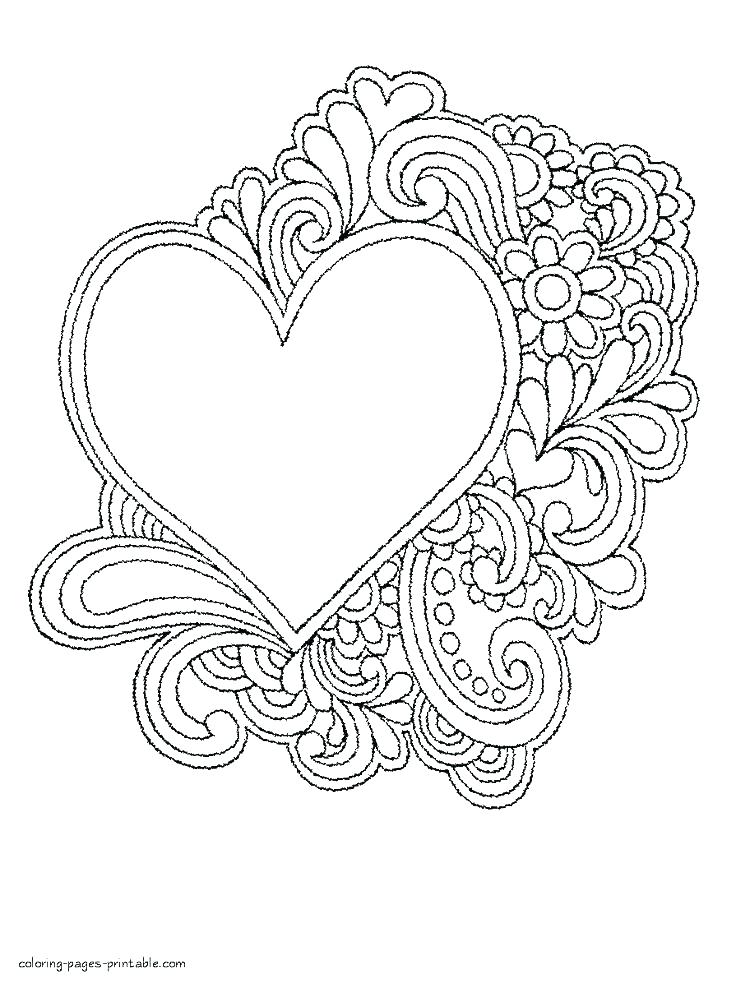 736x983 Color Pages Of Hearts Coloring Pages Hearts Printable Coloring