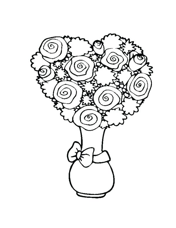 600x777 Heart Coloring Pages Flower Bouquet Shaped Heart Coloring Page