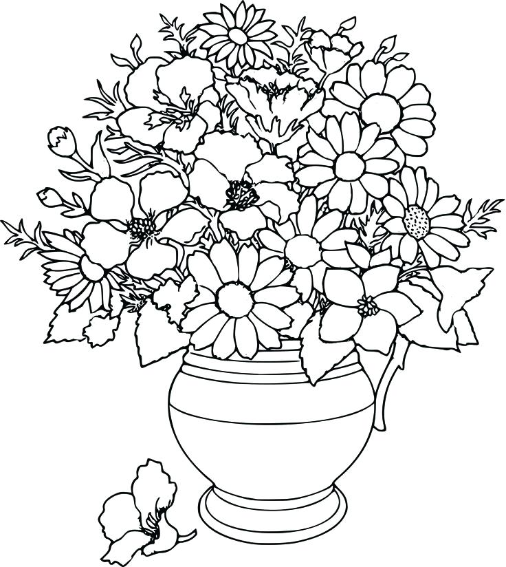 736x824 Flower Pot Coloring Pages Flower Coloring Pages Printable Also
